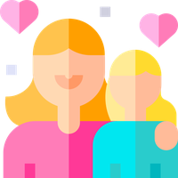 Pixel art of a mother and daughter