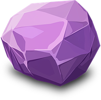 Low-poly purple gemstone on a black background