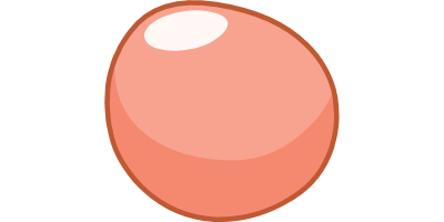 A pink egg with a white highlight