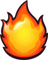 Stylized flame icon with orange and yellow colors