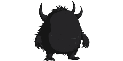 A dark, furry creature with horns