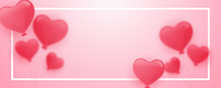 Pink background with red hearts and white frame