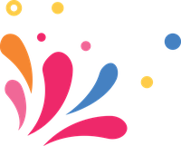 Colorful splash design elements on a black background