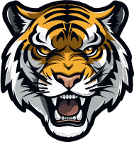 Close-up of a tiger's face with an open mouth