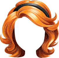 Stylized orange wig with a black headband