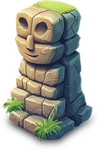 Cartoon stone tiki totem with smiling face
