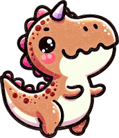 A smiling cartoon dinosaur with pink spikes and a friendly expression