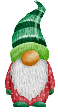 Christmas gnome with green hat and red shirt