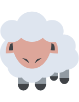 Cartoon sheep with white fluffy coat