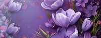 Purple floral background with tulips and other flowers