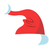 Illustration of a red Santa hat with white trim on a black background