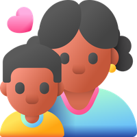 Cartoon-style image of a mother and child with a pink heart