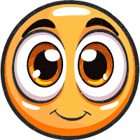 Surprised emoji face with large eyes and a subtle smile