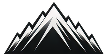 Stylized mountain range logo in black and white