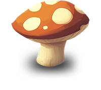 Digital illustration of a fly agaric mushroom with a red cap and white spots