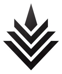 Geometric logo with layered chevrons