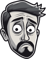 A cartoon character with a shocked expression