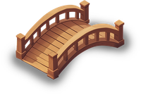 Isometric wooden bridge with curved design