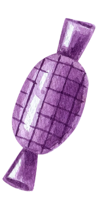 Purple candy with grid-patterned wrapper