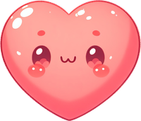 Cute pink cartoon heart with smiling face