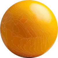 A vibrant orange sphere with a reflective surface.