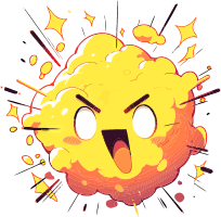 Angry yellow explosion cartoon with a shocked expression