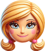 Cartoon girl emoji with blonde hair and blue eyes