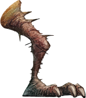 A medieval sword with a brown hilt and yellow-orange blade.