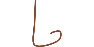 A brown, handwritten hook symbol against a black background.