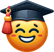 Smiling face with graduation cap