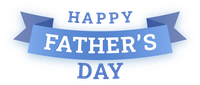 Happy Father's Day banner with blue ribbon