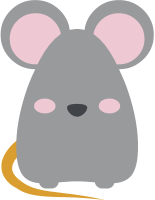 Gray mouse icon with pink ears