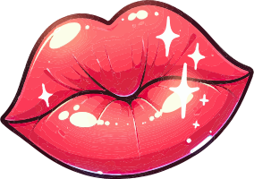 Illustration of red lips with sparkles