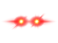 Two bright yellow stars surrounded by red gas on a black background.