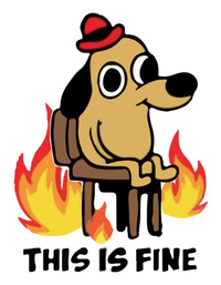 Cartoon dog in a burning chair
