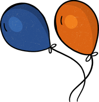 Two rounded shapes, one blue and one orange, with a subtle gradient effect.
