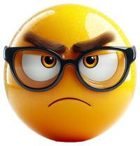 Angry yellow emoji with black glasses