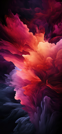 Abstract digital art with swirling red, orange, and purple clouds