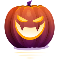Digital illustration of a jack-o'-lantern with a menacing face
