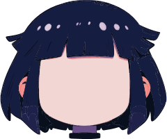 Anime girl with dark blue hair and blank face
