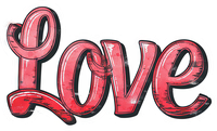 Stylized red 'Love' text on black background