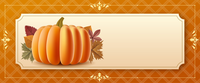 Pumpkin and autumn leaves on an orange banner
