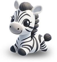 Cartoon zebra with black and white stripes