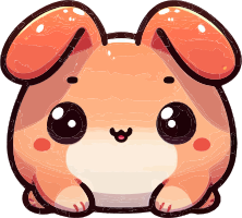 A cartoon hamster with large eyes and ears