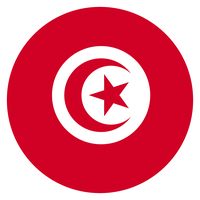 Tunisian flag icon with red background and white circle containing a red crescent and star