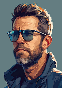 Illustration of a man with sunglasses and a beard
