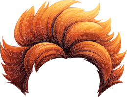 Stylized orange hair illustration on a black background