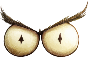 Illustration of eyes with wings on a black background