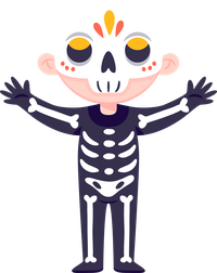 Cartoon character in skeleton costume
