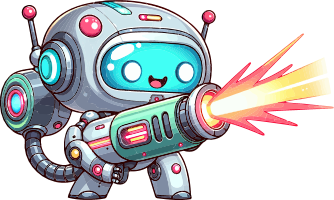 Cartoon robot firing a laser beam